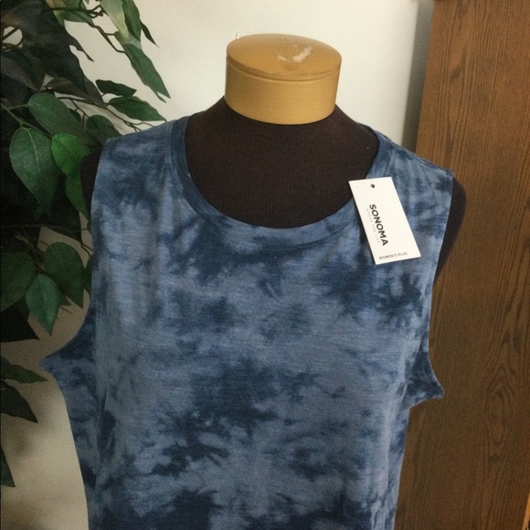 SONOMA 0X Blue dye crewneck muscle tank hi/lo NWT Sonoma - Picture 4 of 10